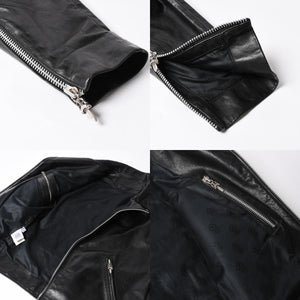 極美品 CHROME HEARTS クロムハーツ DSMG 限定 ジャケット レザージャケット ベーシックモト ブラック ホースレザー シルバー金具 サイズM 中古 4a008602