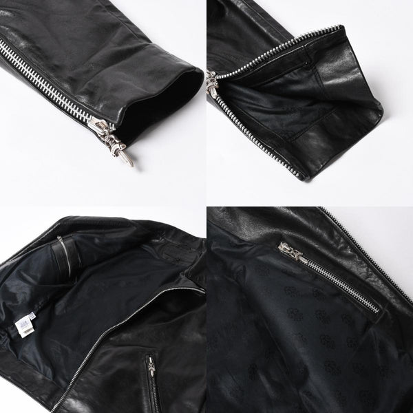 極美品 CHROME HEARTS クロムハーツ DSMG 限定 ジャケット レザージャケット ベーシックモト ブラック ホースレザー シルバー金具 サイズM 中古 4a008602