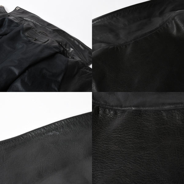 極美品 CHROME HEARTS クロムハーツ DSMG 限定 ジャケット レザージャケット ベーシックモト ブラック ホースレザー シルバー金具 サイズM 中古 4a008602