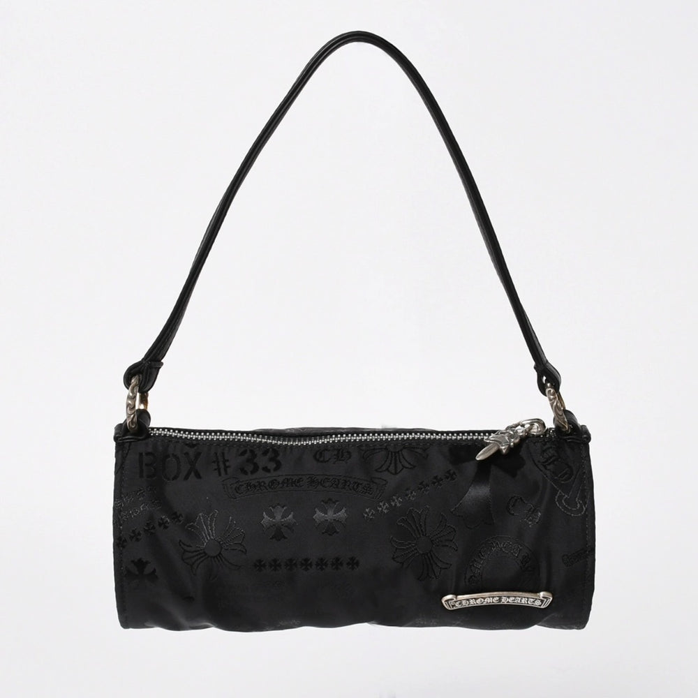 新品未使用 CHROME HEARTS クロムハーツ ナイロンポーチ Nylon Top Handle Bag 新作 総柄 マルチロゴ ナイロン バッグ レザーパッチ 中古 4a008913
