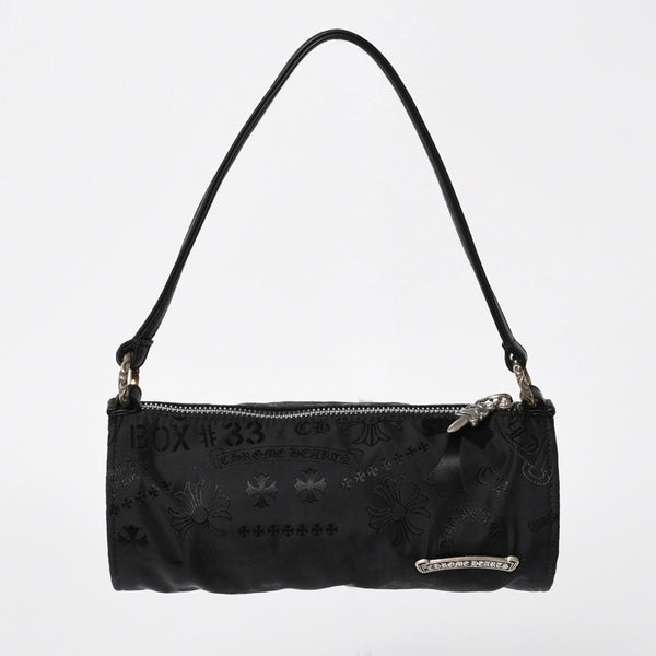 新品未使用 CHROME HEARTS クロムハーツ ナイロンポーチ Nylon Top Handle Bag 新作 総柄 マルチロゴ ナイロン バッグ レザーパッチ 中古 4a008913