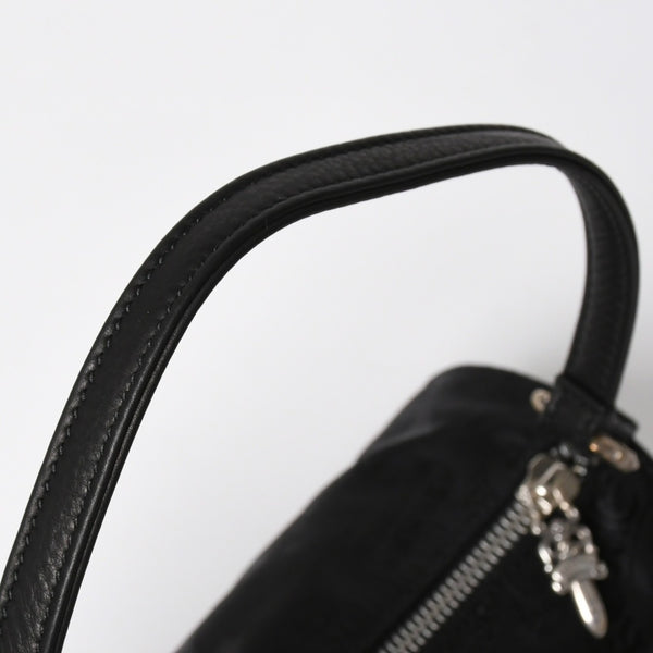 新品未使用 CHROME HEARTS クロムハーツ ナイロンポーチ Nylon Top Handle Bag 新作 総柄 マルチロゴ ナイロン バッグ レザーパッチ 中古 4a008913