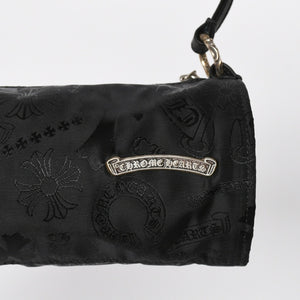 新品未使用 CHROME HEARTS クロムハーツ ナイロンポーチ Nylon Top Handle Bag 新作 総柄 マルチロゴ ナイロン バッグ レザーパッチ 中古 4a008913