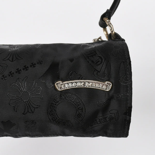 新品未使用 CHROME HEARTS クロムハーツ ナイロンポーチ Nylon Top Handle Bag 新作 総柄 マルチロゴ ナイロン バッグ レザーパッチ 中古 4a008913