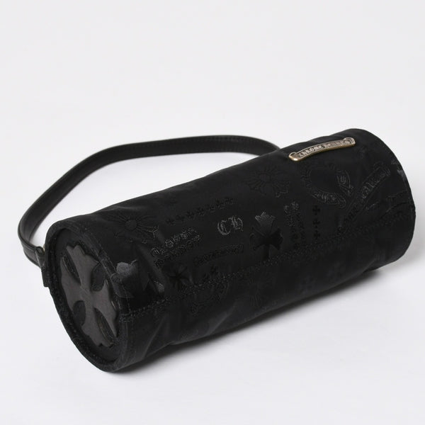 新品未使用 CHROME HEARTS クロムハーツ ナイロンポーチ Nylon Top Handle Bag 新作 総柄 マルチロゴ ナイロン バッグ レザーパッチ 中古 4a008913