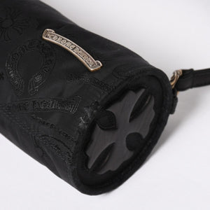 新品未使用 CHROME HEARTS クロムハーツ ナイロンポーチ Nylon Top Handle Bag 新作 総柄 マルチロゴ ナイロン バッグ レザーパッチ 中古 4a008913