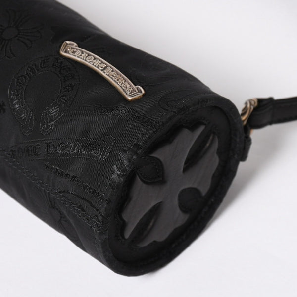 新品未使用 CHROME HEARTS クロムハーツ ナイロンポーチ Nylon Top Handle Bag 新作 総柄 マルチロゴ ナイロン バッグ レザーパッチ 中古 4a008913