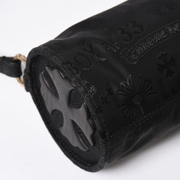 新品未使用 CHROME HEARTS クロムハーツ ナイロンポーチ Nylon Top Handle Bag 新作 総柄 マルチロゴ ナイロン バッグ レザーパッチ 中古 4a008913