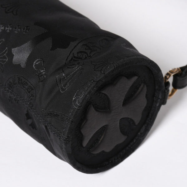 新品未使用 CHROME HEARTS クロムハーツ ナイロンポーチ Nylon Top Handle Bag 新作 総柄 マルチロゴ ナイロン バッグ レザーパッチ 中古 4a008913