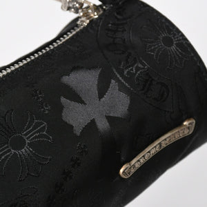 新品未使用 CHROME HEARTS クロムハーツ ナイロンポーチ Nylon Top Handle Bag 新作 総柄 マルチロゴ ナイロン バッグ レザーパッチ 中古 4a008913