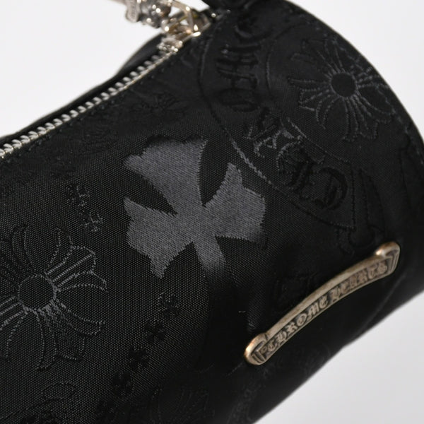 新品未使用 CHROME HEARTS クロムハーツ ナイロンポーチ Nylon Top Handle Bag 新作 総柄 マルチロゴ ナイロン バッグ レザーパッチ 中古 4a008913