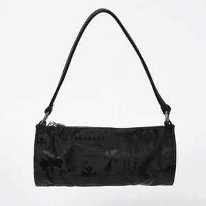 新品未使用 CHROME HEARTS クロムハーツ ナイロンポーチ Nylon Top Handle Bag 新作 総柄 マルチロゴ ナイロン バッグ レザーパッチ 中古 4a008913