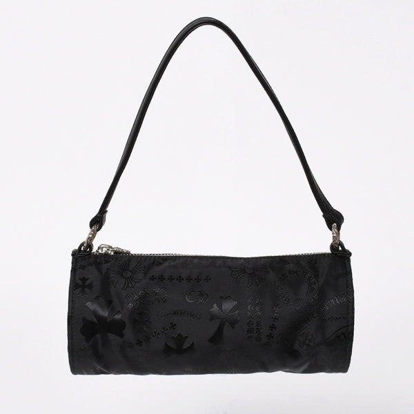 新品未使用 CHROME HEARTS クロムハーツ ナイロンポーチ Nylon Top Handle Bag 新作 総柄 マルチロゴ ナイロン バッグ レザーパッチ 中古 4a008913