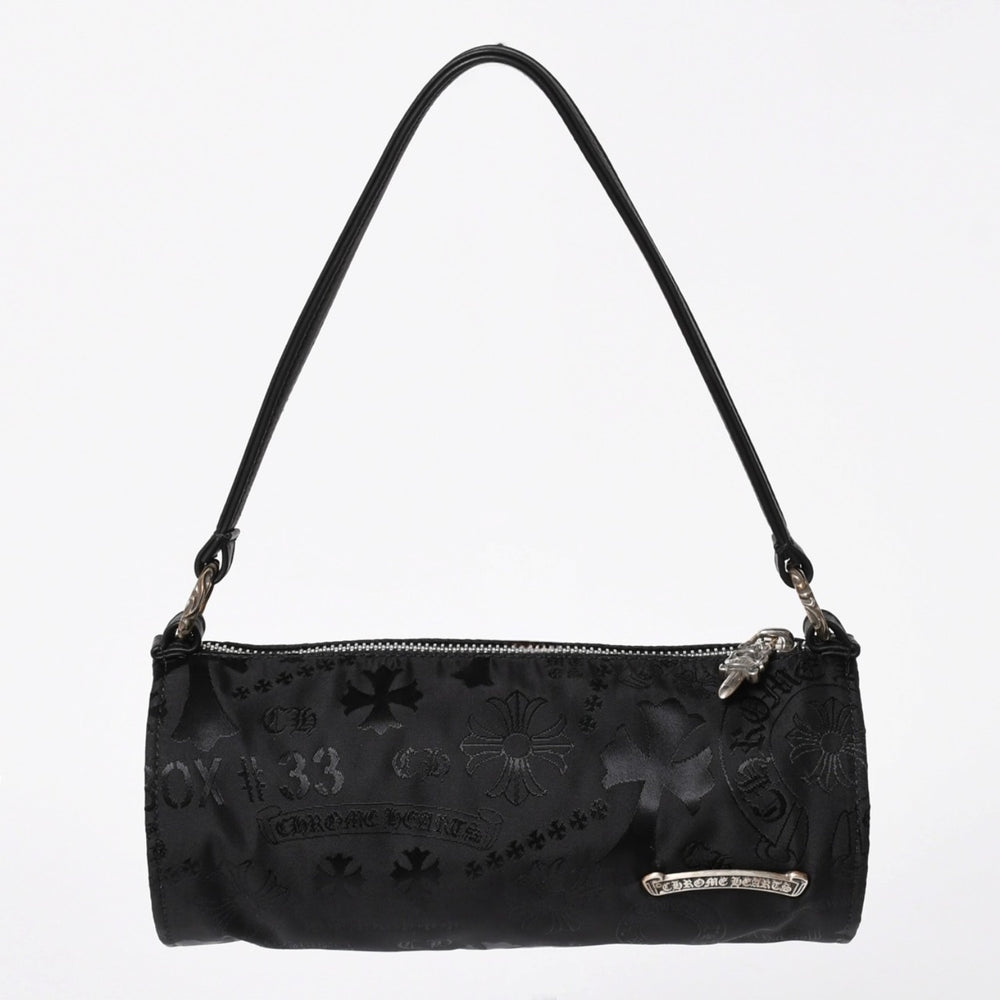 新品未使用 CHROME HEARTS クロムハーツ ナイロンポーチ Nylon Top Handle Bag 新作 総柄 マルチロゴ ナイロン バッグ レザーパッチ 中古 4a008914
