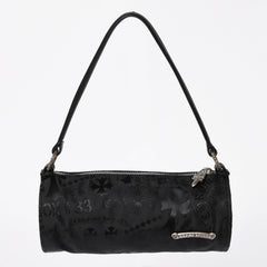 新品未使用 CHROME HEARTS クロムハーツ ナイロンポーチ Nylon Top Handle Bag 新作 総柄 マルチロゴ ナイロン バッグ レザーパッチ 中古 4a008914