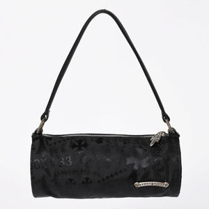 新品未使用 CHROME HEARTS クロムハーツ ナイロンポーチ Nylon Top Handle Bag 新作 総柄 マルチロゴ ナイロン バッグ レザーパッチ 中古 4a008914