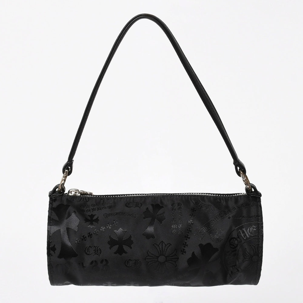 新品未使用 CHROME HEARTS クロムハーツ ナイロンポーチ Nylon Top Handle Bag 新作 総柄 マルチロゴ ナイロン バッグ レザーパッチ 中古 4a008914