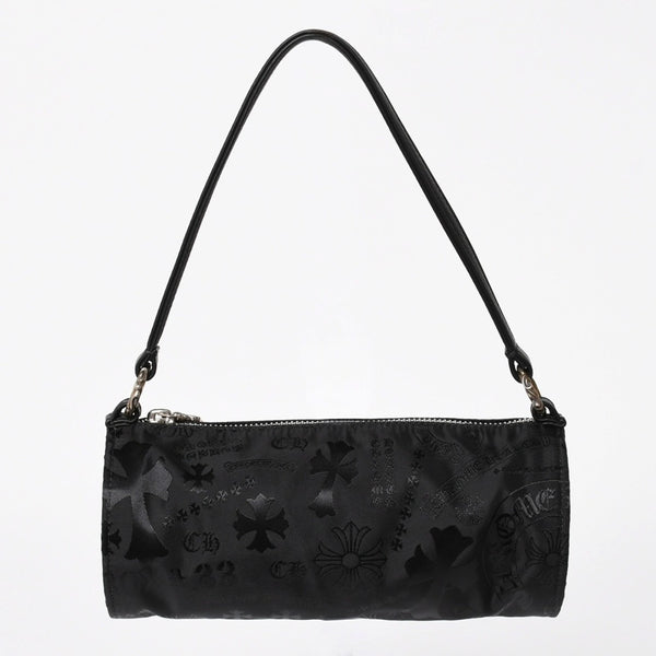 新品未使用 CHROME HEARTS クロムハーツ ナイロンポーチ Nylon Top Handle Bag 新作 総柄 マルチロゴ ナイロン バッグ レザーパッチ 中古 4a008914