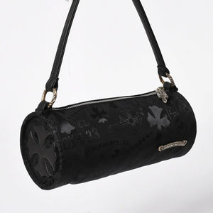 新品未使用 CHROME HEARTS クロムハーツ ナイロンポーチ Nylon Top Handle Bag 新作 総柄 マルチロゴ ナイロン バッグ レザーパッチ 中古 4a008914