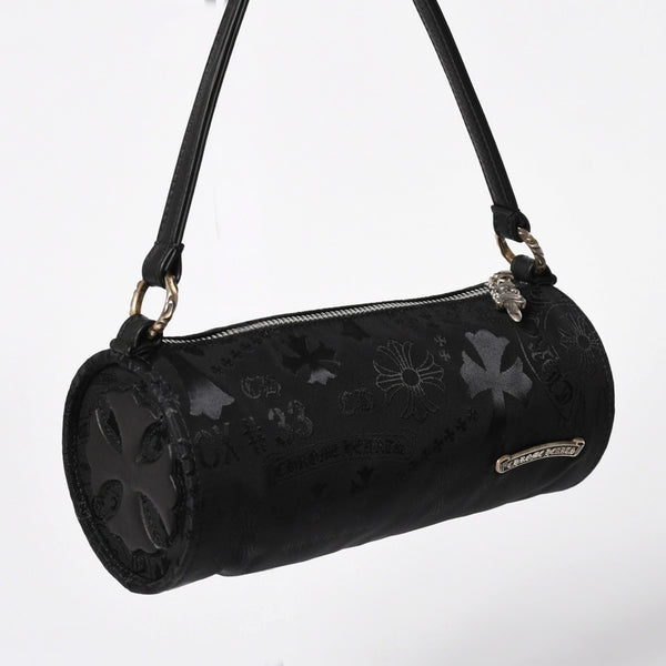 新品未使用 CHROME HEARTS クロムハーツ ナイロンポーチ Nylon Top Handle Bag 新作 総柄 マルチロゴ ナイロン バッグ レザーパッチ 中古 4a008914