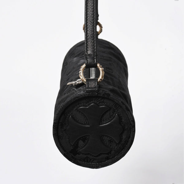 新品未使用 CHROME HEARTS クロムハーツ ナイロンポーチ Nylon Top Handle Bag 新作 総柄 マルチロゴ ナイロン バッグ レザーパッチ 中古 4a008914