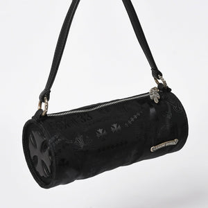 新品未使用 CHROME HEARTS クロムハーツ ナイロンポーチ Nylon Top Handle Bag 新作 総柄 マルチロゴ ナイロン バッグ レザーパッチ 中古 4a008913