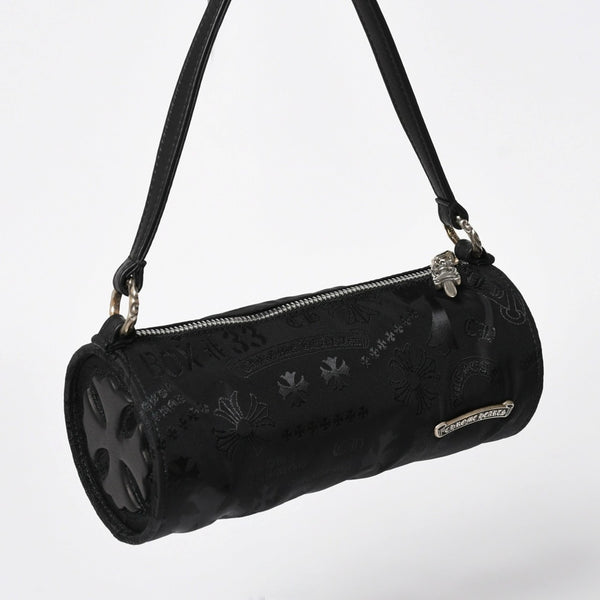 新品未使用 CHROME HEARTS クロムハーツ ナイロンポーチ Nylon Top Handle Bag 新作 総柄 マルチロゴ ナイロン バッグ レザーパッチ 中古 4a008913