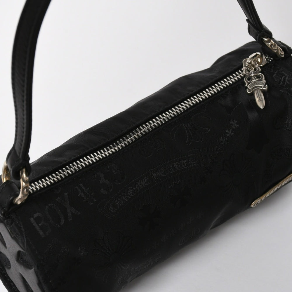 新品未使用 CHROME HEARTS クロムハーツ ナイロンポーチ Nylon Top Handle Bag 新作 総柄 マルチロゴ ナイロン バッグ レザーパッチ 中古 4a008914