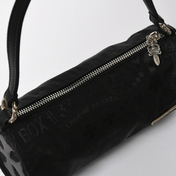 新品未使用 CHROME HEARTS クロムハーツ ナイロンポーチ Nylon Top Handle Bag 新作 総柄 マルチロゴ ナイロン バッグ レザーパッチ 中古 4a008914
