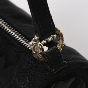 新品未使用 CHROME HEARTS クロムハーツ ナイロンポーチ Nylon Top Handle Bag 新作 総柄 マルチロゴ ナイロン バッグ レザーパッチ 中古 4a008914