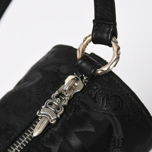 新品未使用 CHROME HEARTS クロムハーツ ナイロンポーチ Nylon Top Handle Bag 新作 総柄 マルチロゴ ナイロン バッグ レザーパッチ 中古 4a008914