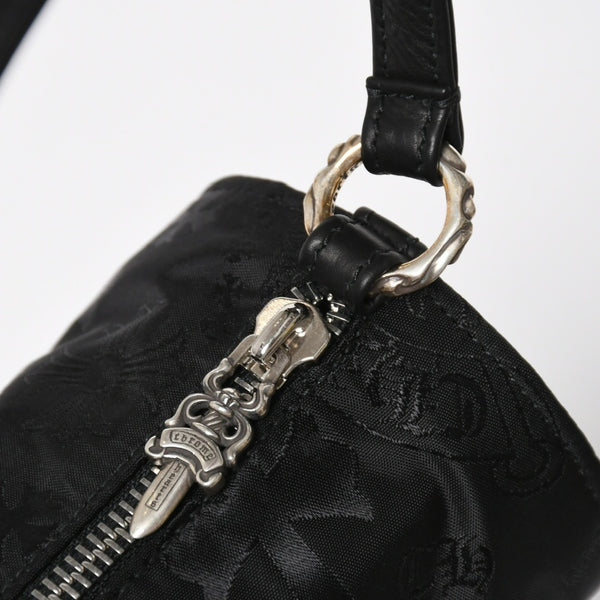 新品未使用 CHROME HEARTS クロムハーツ ナイロンポーチ Nylon Top Handle Bag 新作 総柄 マルチロゴ ナイロン バッグ レザーパッチ 中古 4a008914