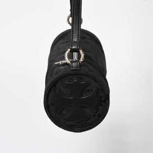 新品未使用 CHROME HEARTS クロムハーツ ナイロンポーチ Nylon Top Handle Bag 新作 総柄 マルチロゴ ナイロン バッグ レザーパッチ 中古 4a008913
