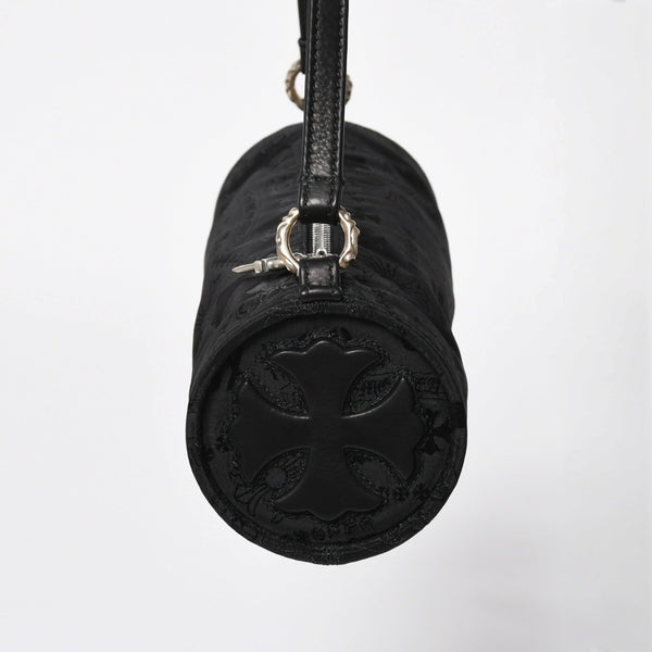 新品未使用 CHROME HEARTS クロムハーツ ナイロンポーチ Nylon Top Handle Bag 新作 総柄 マルチロゴ ナイロン バッグ レザーパッチ 中古 4a008913