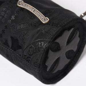 新品未使用 CHROME HEARTS クロムハーツ ナイロンポーチ Nylon Top Handle Bag 新作 総柄 マルチロゴ ナイロン バッグ レザーパッチ 中古 4a008914