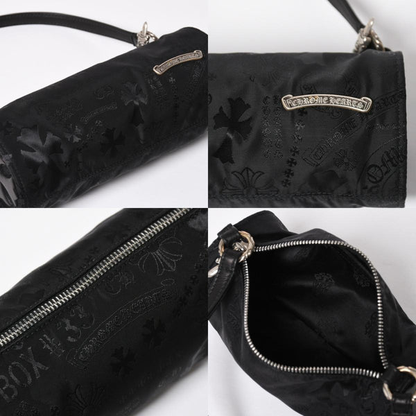 新品未使用 CHROME HEARTS クロムハーツ ナイロンポーチ Nylon Top Handle Bag 新作 総柄 マルチロゴ ナイロン バッグ レザーパッチ 中古 4a008914