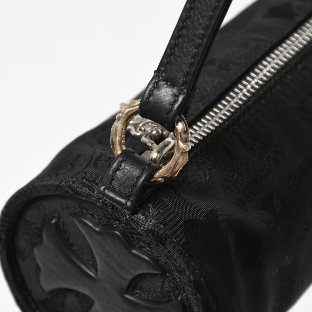 新品未使用 CHROME HEARTS クロムハーツ ナイロンポーチ Nylon Top Handle Bag 新作 総柄 マルチロゴ ナイロン バッグ レザーパッチ 中古 4a008913