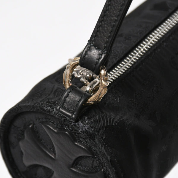 新品未使用 CHROME HEARTS クロムハーツ ナイロンポーチ Nylon Top Handle Bag 新作 総柄 マルチロゴ ナイロン バッグ レザーパッチ 中古 4a008913