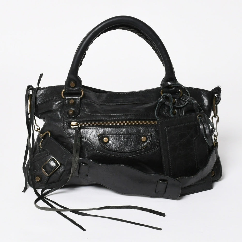 極美品 BALENCIAGA バレンシアガ ザ ファースト 2WAY ハンドバッグ ショルダーバッグ ブラック ブロンズ金具 103208 中古 4a008385