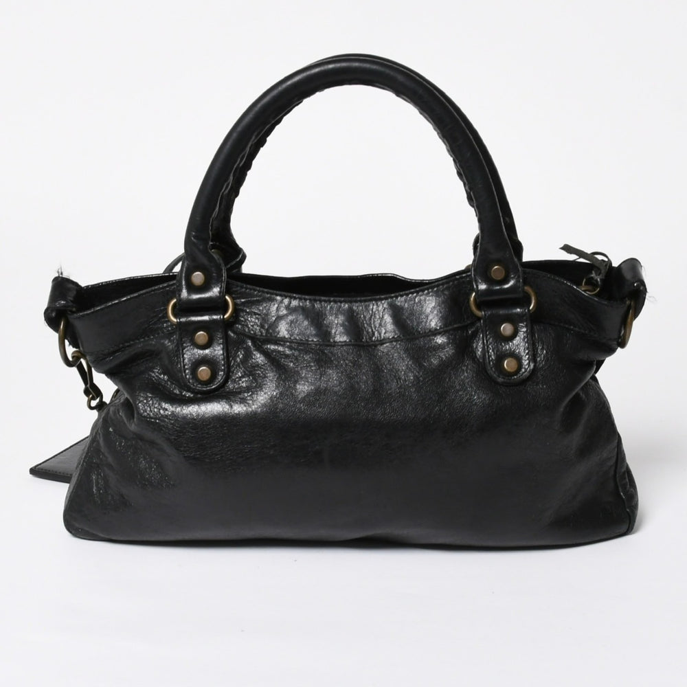 極美品 BALENCIAGA バレンシアガ ザ ファースト 2WAY ハンドバッグ ショルダーバッグ ブラック ブロンズ金具 103208 中古 4a008385
