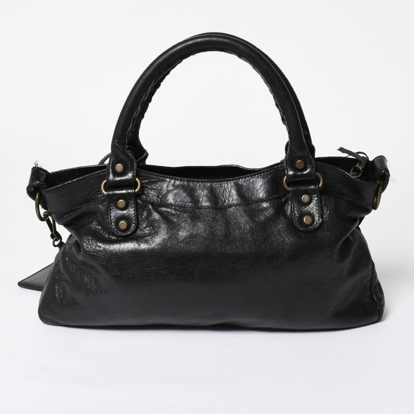 極美品 BALENCIAGA バレンシアガ ザ ファースト 2WAY ハンドバッグ ショルダーバッグ ブラック ブロンズ金具 103208 中古 4a008385