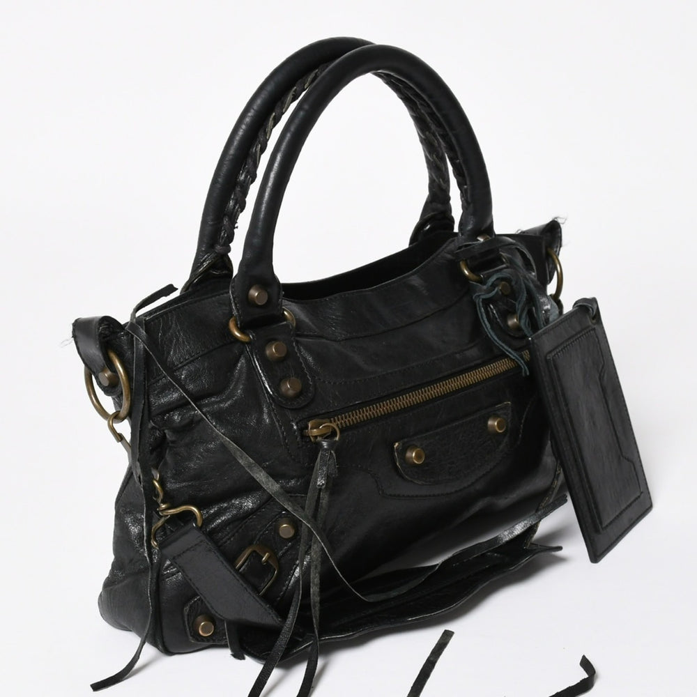 極美品 BALENCIAGA バレンシアガ ザ ファースト 2WAY ハンドバッグ ショルダーバッグ ブラック ブロンズ金具 103208 中古 4a008385
