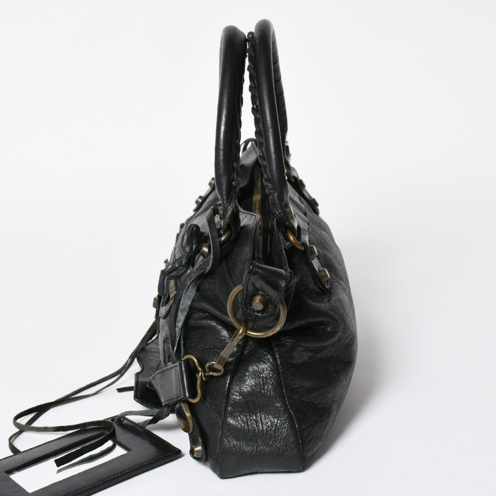極美品 BALENCIAGA バレンシアガ ザ ファースト 2WAY ハンドバッグ ショルダーバッグ ブラック ブロンズ金具 103208 中古 4a008385