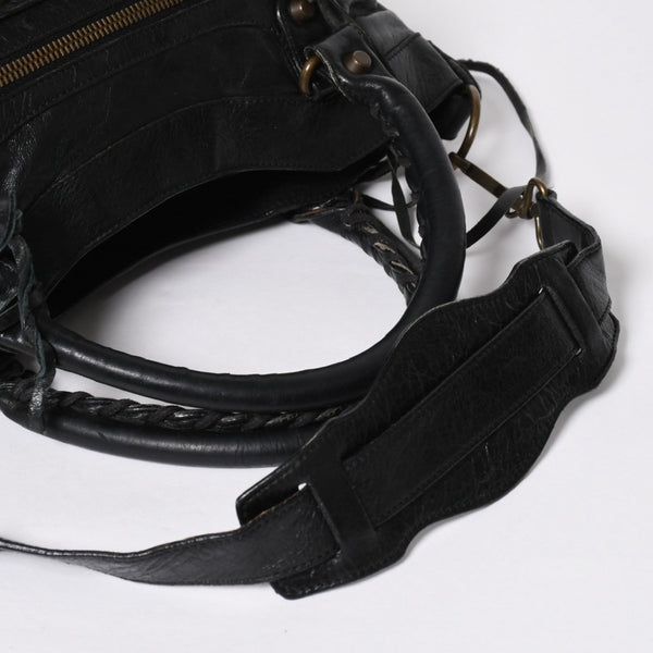 極美品 BALENCIAGA バレンシアガ ザ ファースト 2WAY ハンドバッグ ショルダーバッグ ブラック ブロンズ金具 103208 中古 4a008385