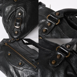 極美品 BALENCIAGA バレンシアガ ザ ファースト 2WAY ハンドバッグ ショルダーバッグ ブラック ブロンズ金具 103208 中古 4a008385