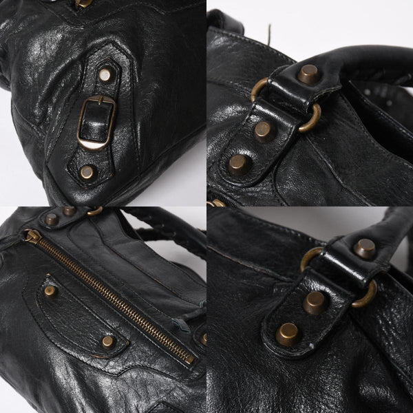 極美品 BALENCIAGA バレンシアガ ザ ファースト 2WAY ハンドバッグ ショルダーバッグ ブラック ブロンズ金具 103208 中古 4a008385