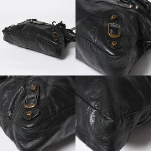 極美品 BALENCIAGA バレンシアガ ザ ファースト 2WAY ハンドバッグ ショルダーバッグ ブラック ブロンズ金具 103208 中古 4a008385