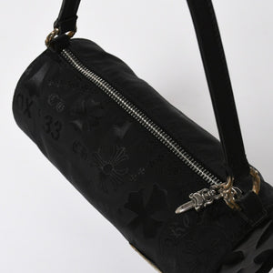 新品未使用 CHROME HEARTS クロムハーツ ナイロンポーチ Nylon Top Handle Bag 新作 総柄 マルチロゴ ナイロン バッグ レザーパッチ 中古 4a008913