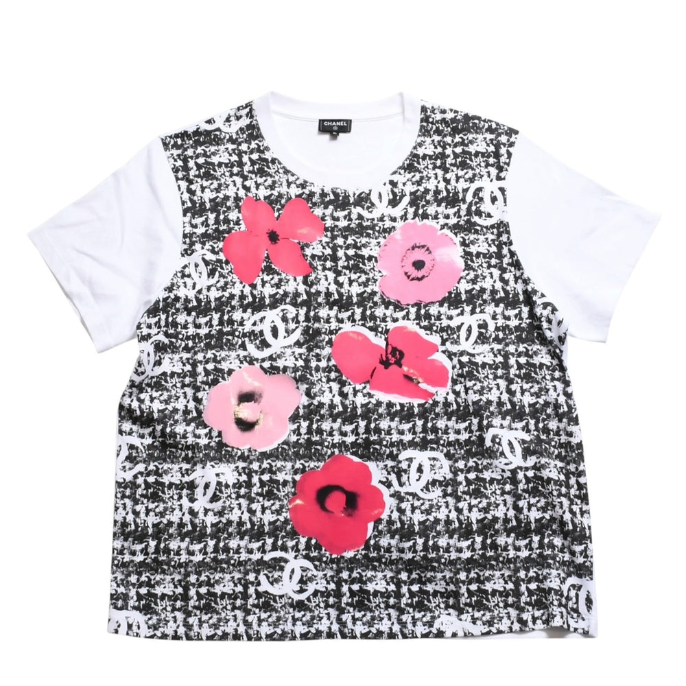 極美品 CHANEL シャネル カメリア メンズ 半袖Tシャツ P77172K11134 ココマーク ラインストーン ホワイト プリント サイズXL 中古 4a008642