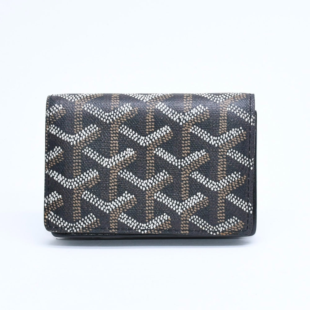極美品 GOYARD ゴヤール サンシュルピス ヘリンボーン カードケース STSULPPMLTY01CL01X ブラック PVC レザー 中古 4a007176